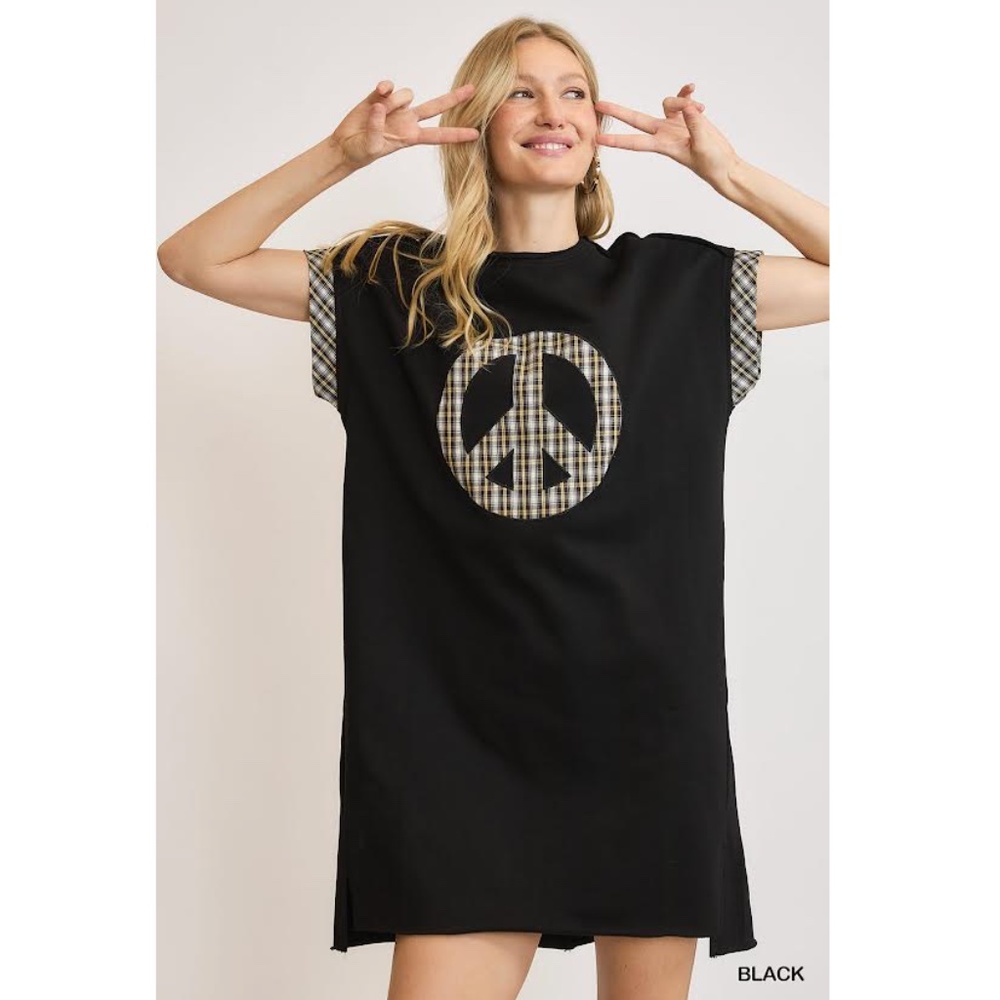 Umgee Black Peace Sign Dress